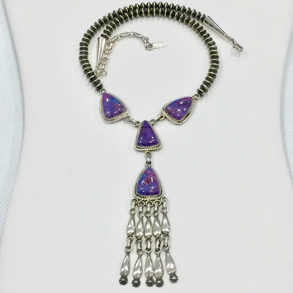 Running Bear Purple-Copper Turquoise Necklace - Picture 1 of 6